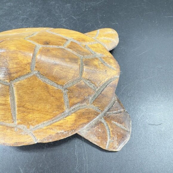 Vintage Hand Carved Wooden Turtle Figurine Decor Whimsical Wood Figure Hand Made - Picture 11 of 15